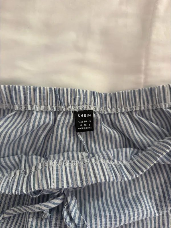Shein Blue Striped Shorts White Tie - Image 3