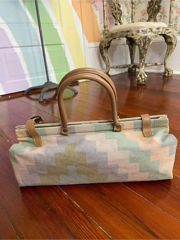 Vintage Bag Bazaar Southwestern Geometric Canvas Western Pastel Buckle Bag 💚🎀 - Image 7