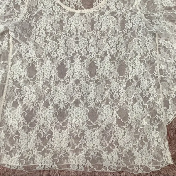 Rock‎ Candy Coquette Pastel Pink Lace Sheer Ruffle Blouse Size Small - Image 8