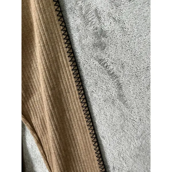 J.Crew Ribbed Turtleneck Whipstitch Trim Beige‎ Quiet Luxury Minimalist XL New - Image 3