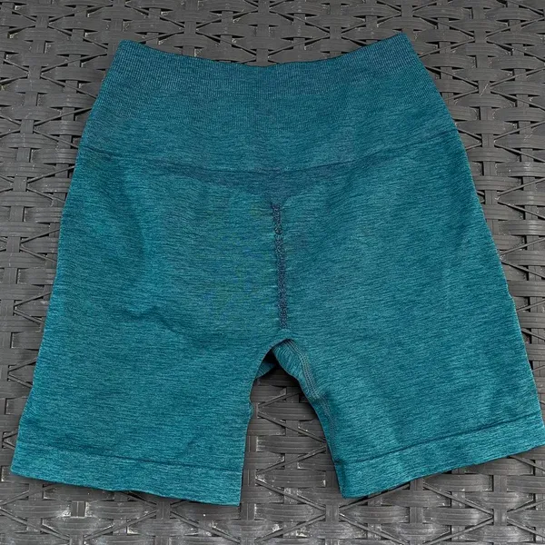 Teal Blue Green Workout Activewear Butt Scrunch High Waisted Shorts - Image 2