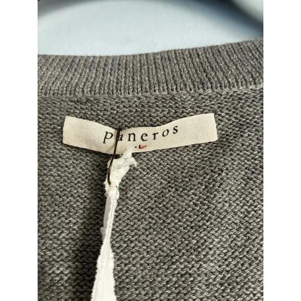 Paneros Greta Cardigan Button Up Gray Large Cotton Cozy Quiet Luxury - Image 4