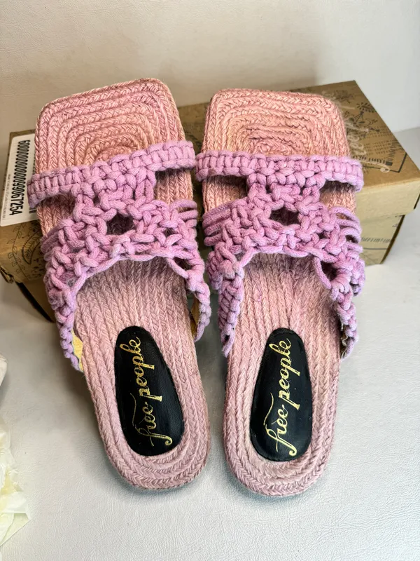 Free People Sandri Macrame Sandals Lavander casual classic summer beach vacation - Image 6