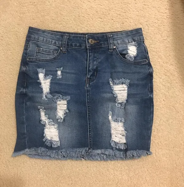 Wax Jean Los Angeles Ripped Denim Skirt - Image 2
