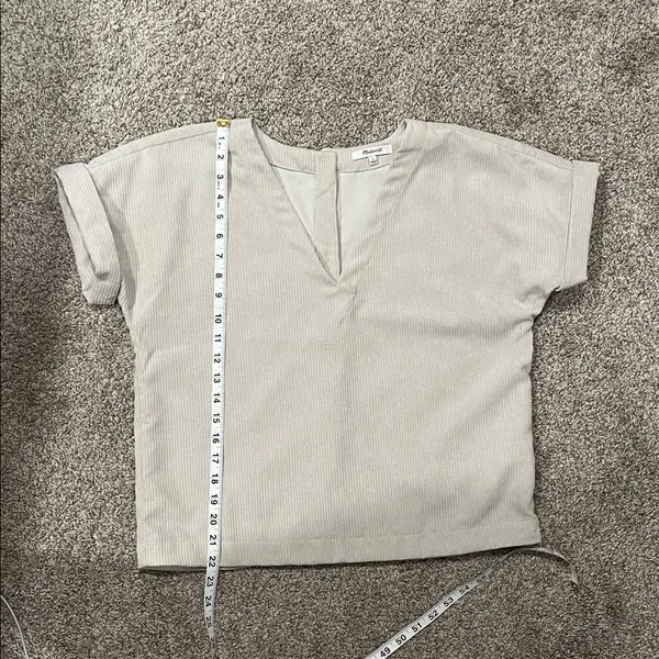 Madewell Collette Button Back Top in Khaki Corduroy Size Small - Image 8