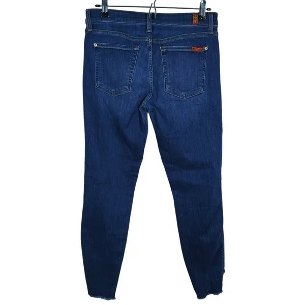 7 For All Mankind The Ankle Skinny Jeans Size 28 Blue Raw Hem Casual Edgy Staple - Image 3