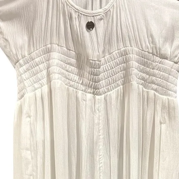 NWT prAna Fernie Wide Leg Jumpsuit M White Beach Crinkle Modal Resort Boho - Image 8