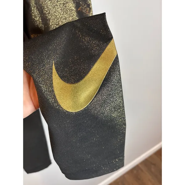 Nike Pro metallic gold and black logo leggings - Image 5