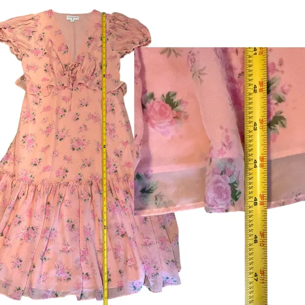 Love Shack Fancy X Target Pink Floral Tiered Ruffle Dress Size 12 - Image 3