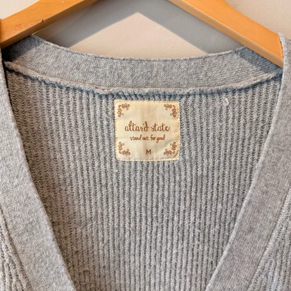 Altar’d State Gray Knit Button Up Cardigan - Image 3