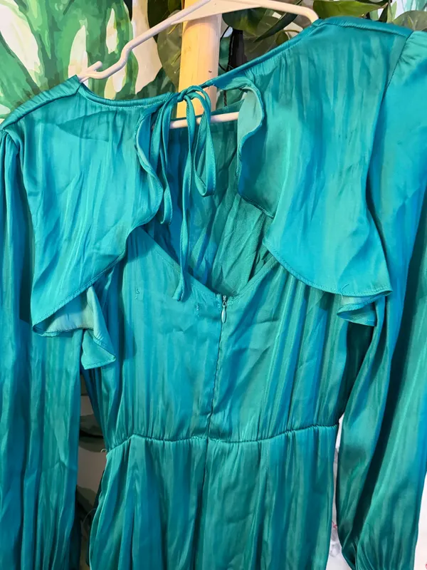 Mustard seed satin green dress S - Image 2
