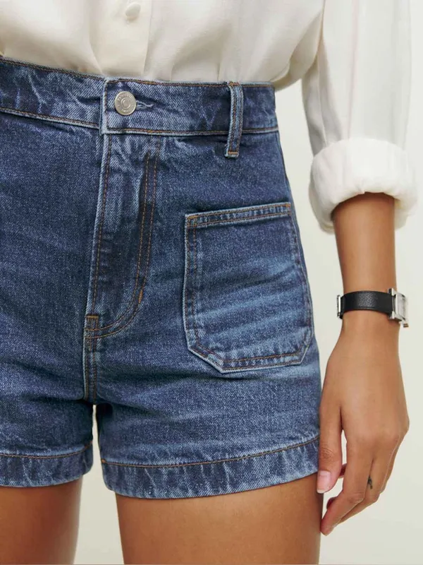 Reformation Alyssa Stretch High Rise 3.5” Jean Shorts Anguilla - Image 2
