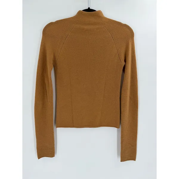 Alice + Olivia Sweater Womens S Tan Wool Gold Hardware Mock‎ Neck Luxury - Image 8