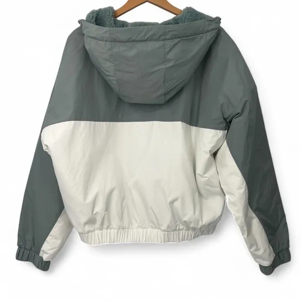 Aritzia TNA M BROOKE JACKET Coat Full Zip Sherpa Water Repellant Teal White Wome - Image 3