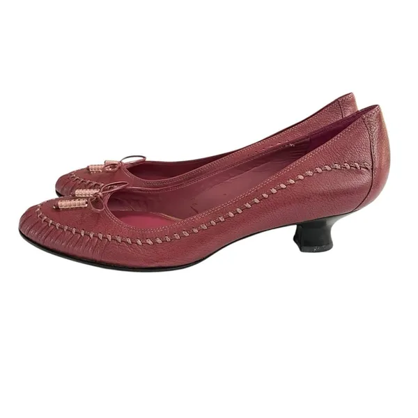 Antonio Melani Shoes Margherit 001 Dusty Rose Pink Leather With Bow Low Heels 9M - Image 3