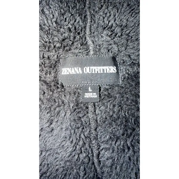 Zenana Outfitters Women’s Fuzzy Hooded Long Vest Size L Black Open Front - Image 6