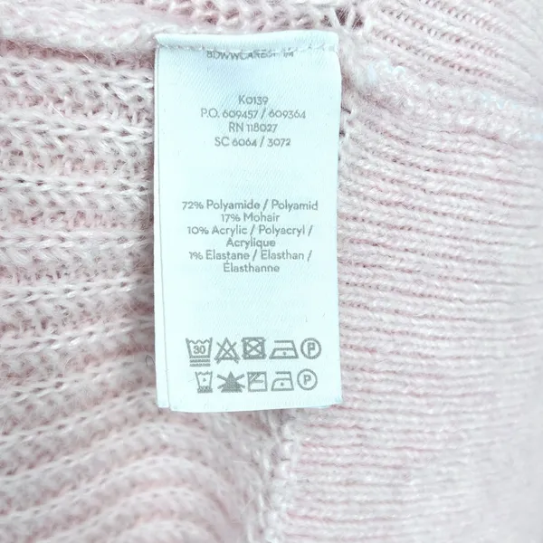 Boden Francesca Sweater Women's L Balloon Sleeve Rib Knit Mohair Knit Pink Large - Image 9