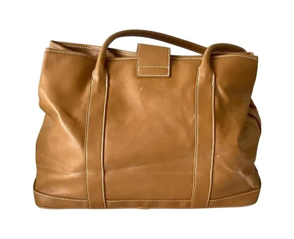 Womens Vegan Leather Tote Tan - Image 4