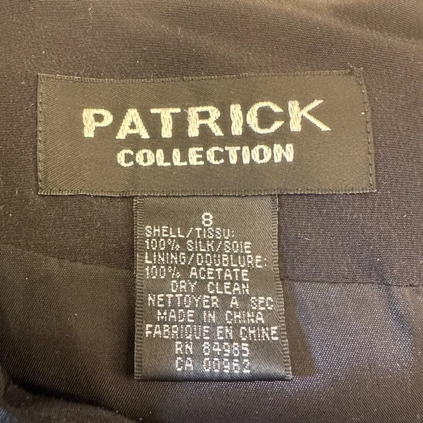 Patrick Collection Black 100% Silk Beaded Sheath Dress Vintage‎ 8 Formal LBD 90s - Image 3
