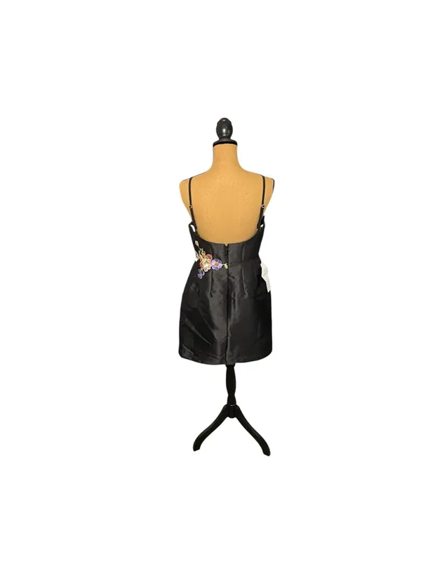 Azazie Atelier Bria Dress Size 6 Black 3D Floral Embroidered Mini NWT - Image 4