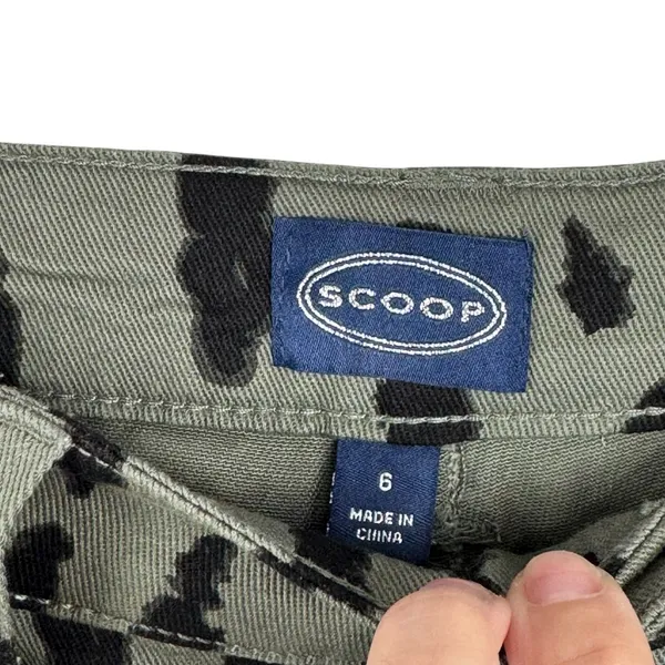 NWT Scoop Seamed Denim Barrel Jeans Wide Leg High Rise Leopard Print Olive SZ 6 - Image 13