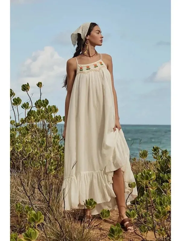 FREE PEOPLE Tip Toeing Tulip Midi Dress in Whisper White Size Small - Image 13
