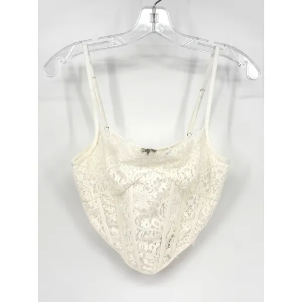 Hello Molly No Apologies Lace Corset Top Womens 8 White Bridal Coquette Romantic - Image 6