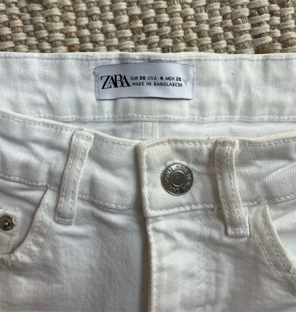 ZARA White Denim Shorts - Image 2