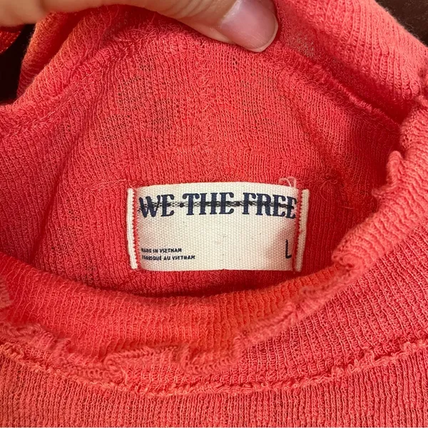 We The Free Sara‎ Pointelle Turtleneck Long Sleeve Top Coral Size Large - Image 5