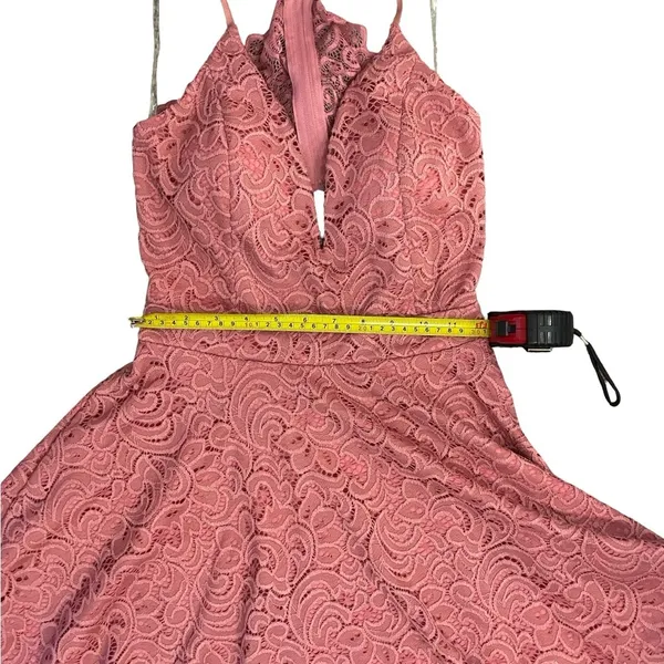 TRAC Pink Lace Halter Mini Dress Size M NWT - Image 7