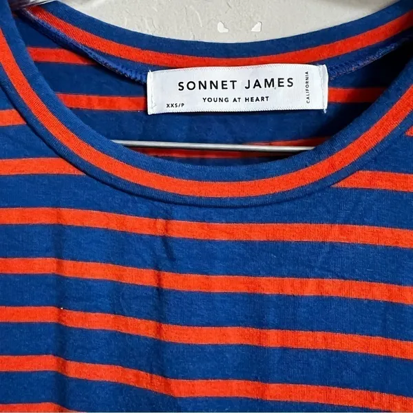 Sonnet James Blue Orange Striped Play T-Shirt Dress‎ - Image 3