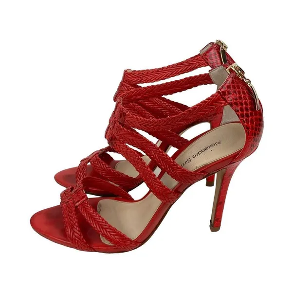 ALEXANDRE BIRMAN Red Woven Strappy Leather Heels Sandals - Size 6.5 - Image 13