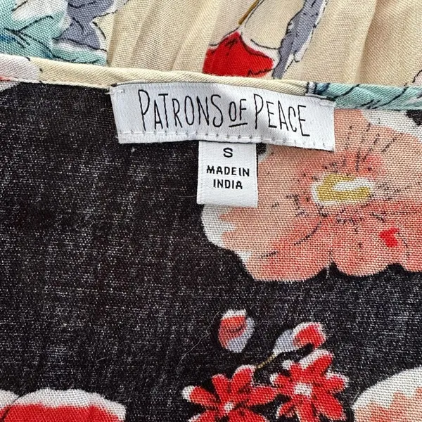 Patrons of Peace Red Blue Cream Floral Mini Dress Ruffle Festival Boho Hippie - Image 7