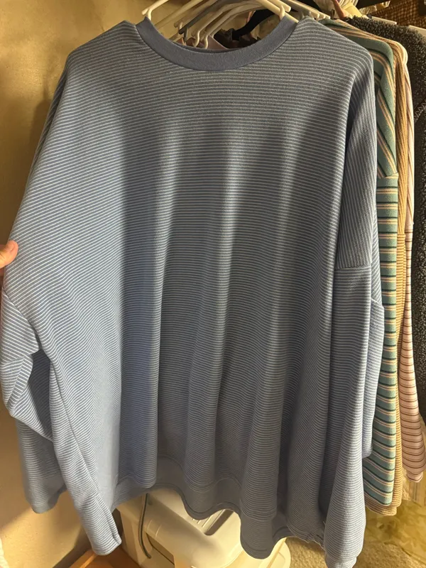 Blue Striped Fleece Set Size top is m/l : bottom is l/xl - Image 3
