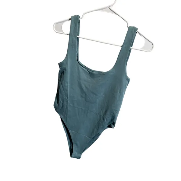 A New Day XS Teal Bodysuit Square‎ Neck Sleeveless Stretchy - Image 2