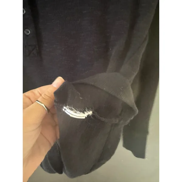 GAP Rib Henley Long Sleeve Shirt Black Slim‎ Fit Curved Hem Small - Image 7