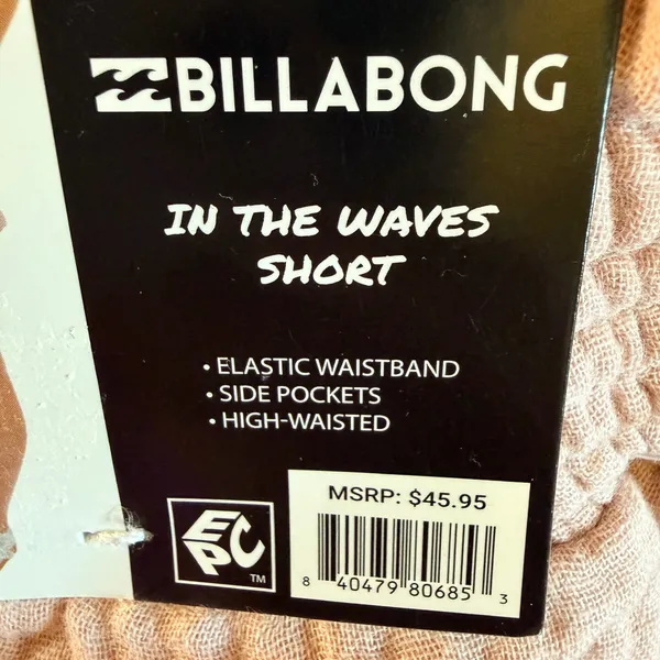 NEW Billabong In The Waves Gauze Short Pink High Waisted Cotton M Pockets - Image 4