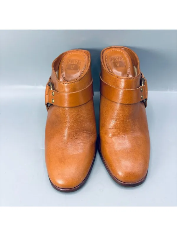 Frye Clogs Platform Mules Womens 7 Tan Belted Harness Cognac Block Heel 3472449 - Image 3