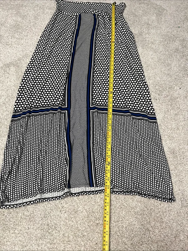 Max Studio Black and White Polka Dot Maxi Dress with Blue Stripe Detail - Image 3