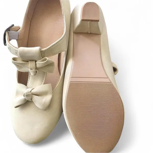 Y2K Coquette Romantic Fairy Lolita Bow Kitten Heels Pumps Ballet Ballerina Mary Jane Oxfords Ren Faire Round Toe #Preppy #officesiren Sz 38 - Image 3