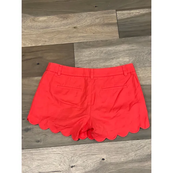 J.Crew Size 6 Orange Linen‑Cotton Scalloped Hem Shorts - Image 8