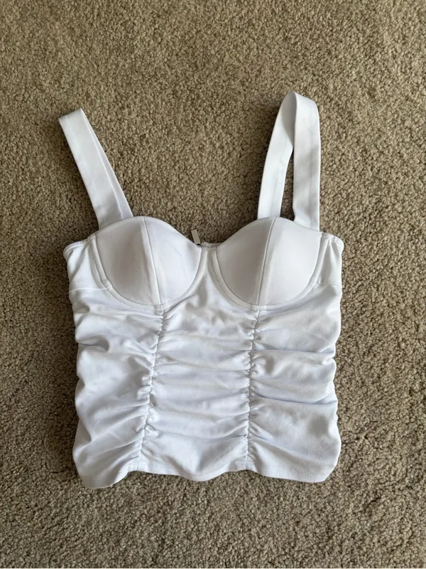 Reformation Linnea going out rush white summer sleeveless Knit Top size xs - Image 2