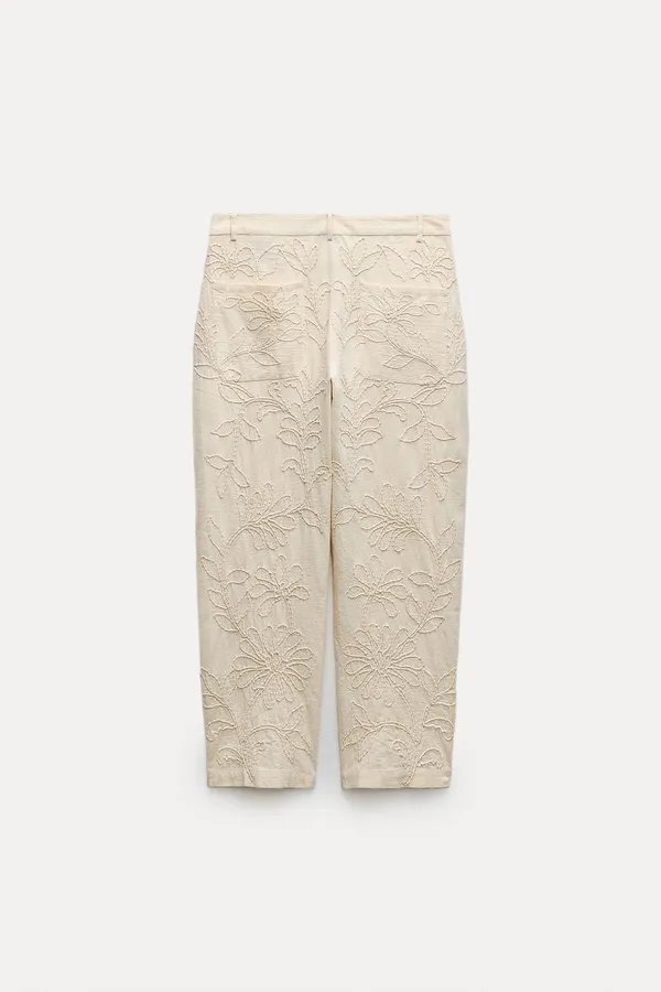 Zara NWT EMBROIDERED PANTS ZW COLLECTION. Size Medium - Image 5