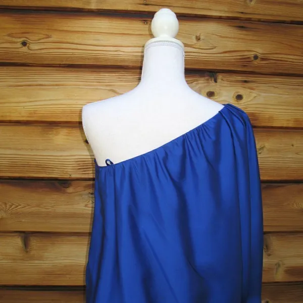 Aidan Mattox Blue One Shoulder Drape Dress - Image 7