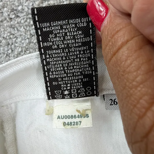7 For All Mankind Jeans Women 26 White Low Rise Straight Y2K Made USA Button Fly - Image 5