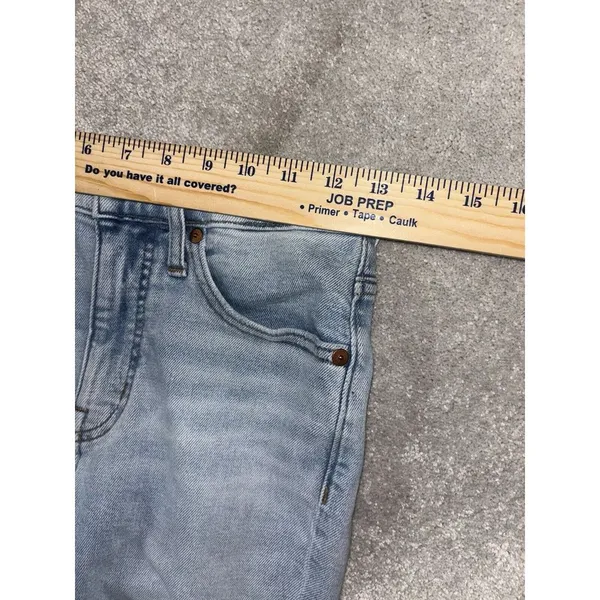 Madewell Mid Rise Classic Straight Jeans Light Blue Wash Knee Rip Edition Sz‎ 23 - Image 5