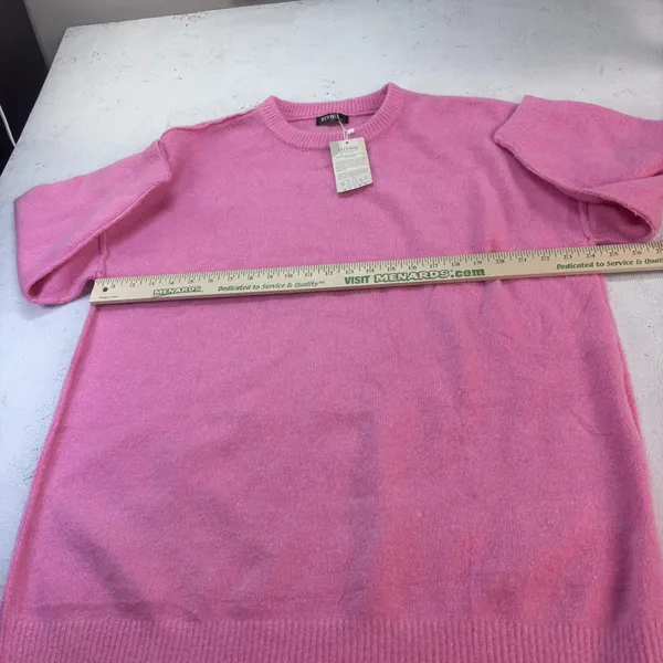 BTFBM Women's M Hot Pink Oversized Knit Sweater Crew Neck Long Sleeve Tunic Fall - Image 16