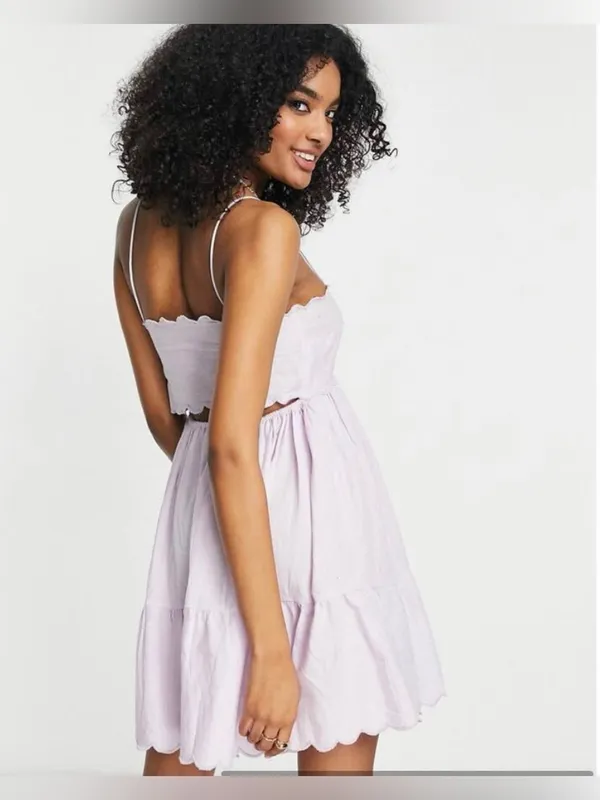 NWT ASOS Design Scallop Edge Cut Out Back Mini Dress - Image 2