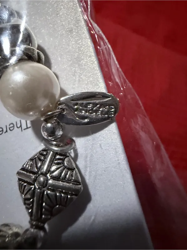 Saint Everything Pearl & Silver Cross Charm Bracelet - Image 6