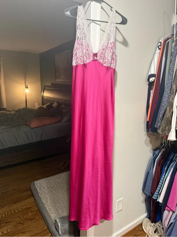 Free People Countryside Lace-Trim Maxi Satin Slip Dress NWT $118 S - Image 3